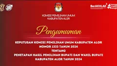 Keputusan KPU Kabupaten Alor Nomor 1333 Tahun 2024 Tentang Penetapan Hasil Pemilihan Bupati dan Wakil Bupati Kabupaten Alor Tahun 2024