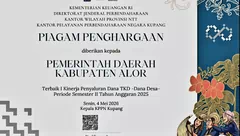 Pemkab Alor Terbaik I se-NTT Dalam Pengelolaan TKD-Dana Desa Tahun 2025